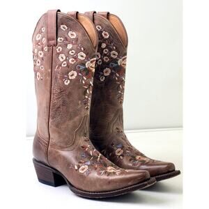 Shyanne Maisie Floral Embroidered Leather Western Boot Women's Sz 8.5